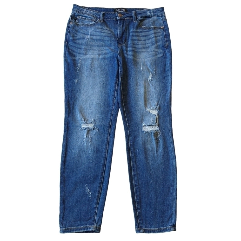 Judy Blue Relaxed Fit Distressed Cropped Jeans Modern Stretch JB8271DK